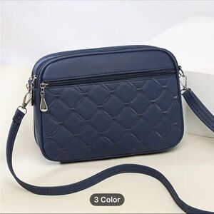 New, Elegant Navy Quilted Crossbody Bag